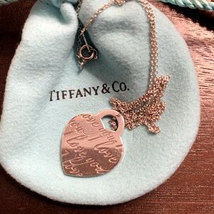 Authentic Tiffany & Co. Sterling silver “I love you” necklace.
